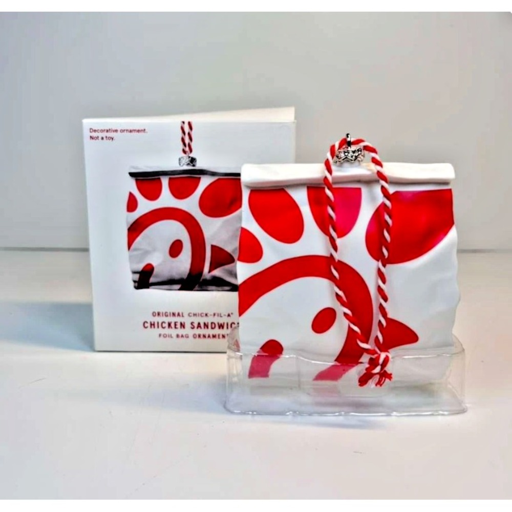 CHICK-FIL-A Christmas 2025 CHICKEN SANDWICH IN FOIL BAG Ornament